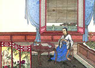碧阑干外绣帘垂,猩色屏风画折枝。